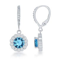 Sterling Silver March Birthstone CZ Necklace and Earrings Set ,