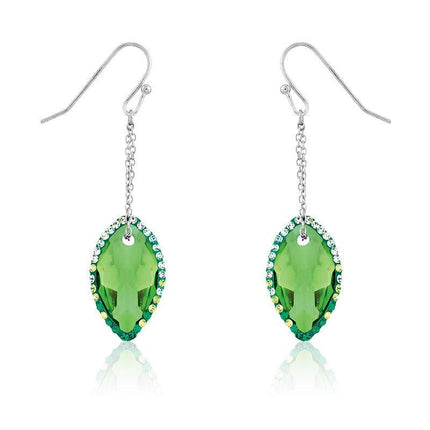 Sterling Silver Marquise Green CZ Dangling Earrings ,