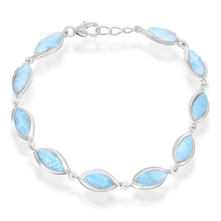 Sterling Silver Marquise Larimar Bracelet, 7.5" ,