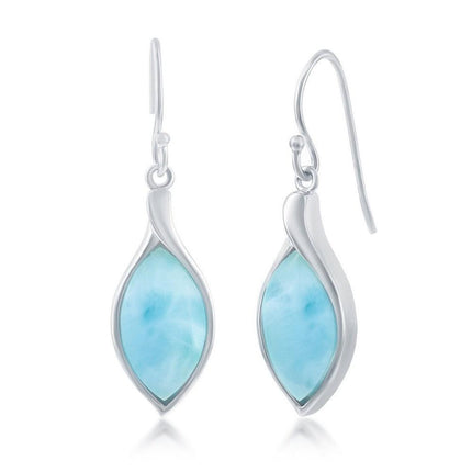 Sterling Silver Marquise Larimar Dangle Earrings ,
