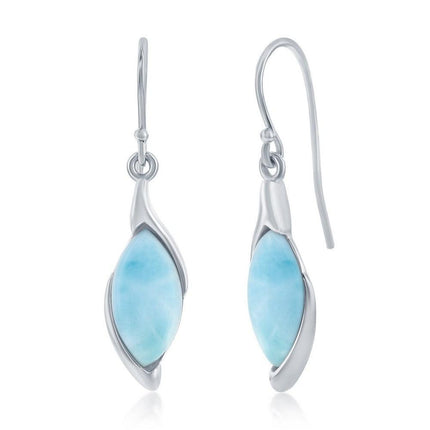 Sterling Silver Marquise Larimar Earrings ,