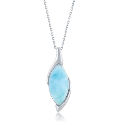 Sterling Silver Marquise Larimar Pendant ,