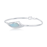 Sterling Silver Marquise Shaped Larimar Bangle ,