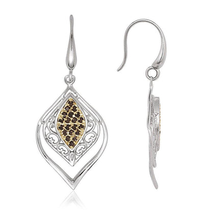 Sterling Silver Marquise Shaped Stones Earrings ,