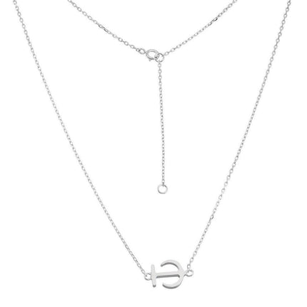 Sterling Silver Matte Anchor Design Necklace ,