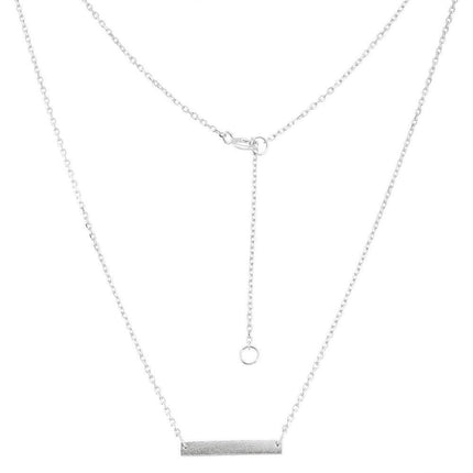 Sterling Silver Matte Bar Design Necklace ,