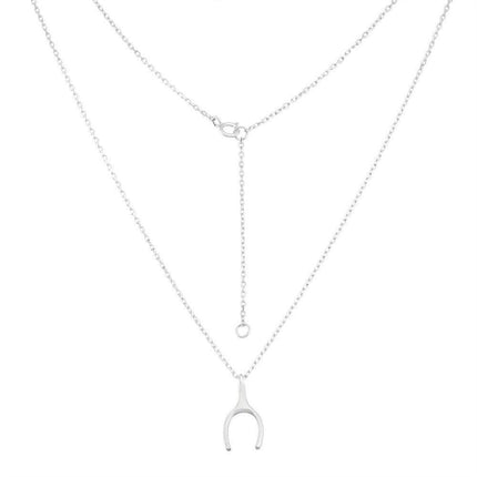 Sterling Silver Matte Wishbone Design Necklace ,