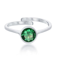 Sterling Silver "May" Emerald Bezel Set Ring ,