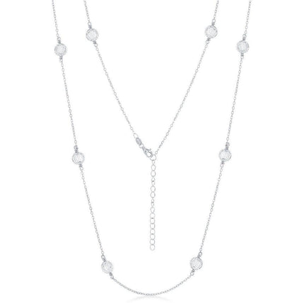 Sterling Silver Mesh Cubic Zirconia By The Yard Necklace ,