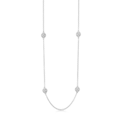 Sterling Silver Micro Pave By the Yard Necklace ,