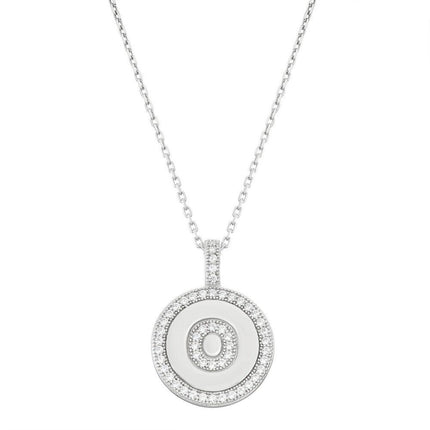 Sterling Silver Micro Pave Circle "O" Pendant Chain ,