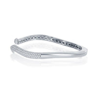 Sterling Silver Micro Pave Cubic Zirconia Waved Bangle ,