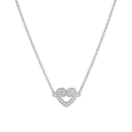 Sterling Silver Micro Pave Curled Heart Necklace ,