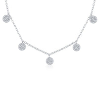 Sterling Silver Micro Pave Discs By The Yard Choker Necklace ,