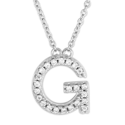 Sterling Silver Micro Pave "G" Pendant Necklace ,
