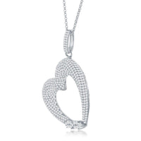 Sterling Silver Micro Pave Heart CZ Pendant Chain ,