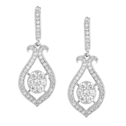 Sterling Silver Micro Pave Marquise CZ Earrings ,