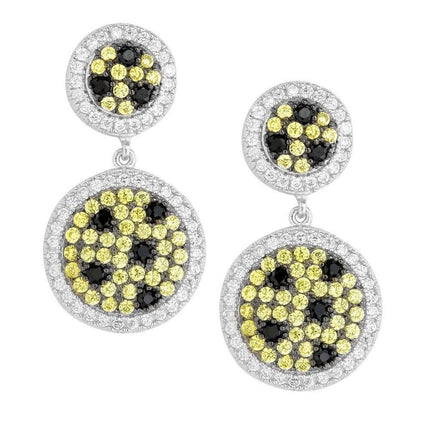 Sterling Silver Micro Pave Shades of Green Earrings ,