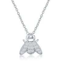 Sterling Silver Micro Pave Sliding Fly Necklace and Earrings Set ,