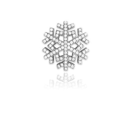 Sterling Silver Micro Pave Snowflake Pendant (85 stones) ,