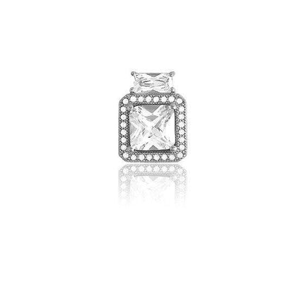 Sterling Silver Micro Pave Square With Large Square and Rectangle CZs Pendant (30 stones) ,