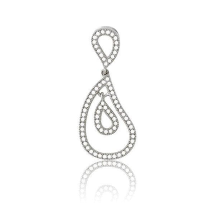 Sterling Silver Micro Pave Twisted Teardrop Pendant ,