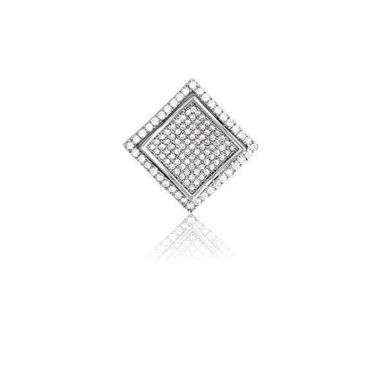 Sterling Silver Micro Pave Wavy Square Pendant (121 stones) ,