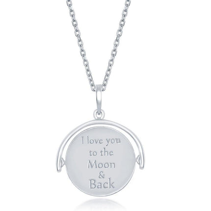 Sterling Silver Moon and Stars Spinning Necklace ,