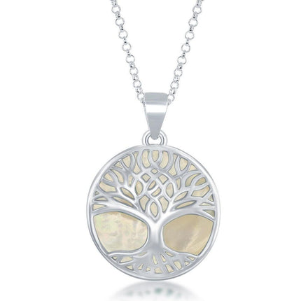 Sterling Silver MOP and Tree of Life Pendant Chain ,