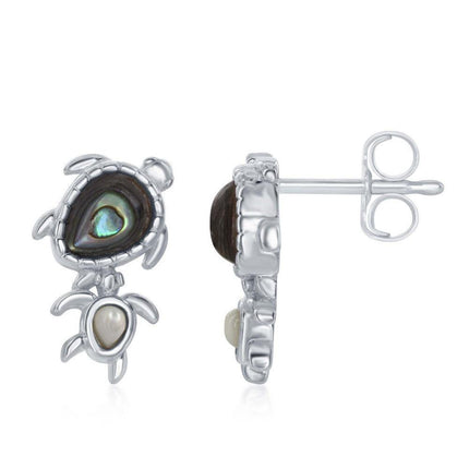 Sterling Silver MOP Baby Turtle Stud Earrings ,