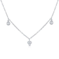 Sterling Silver Multi Bezel-Set CZ By The Yard Choker Necklace ,
