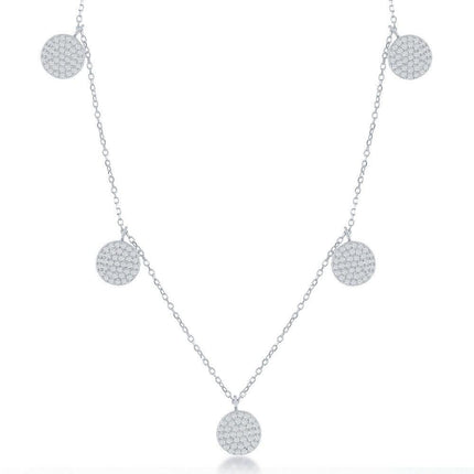Sterling Silver Multi CZ Disc Necklace ,