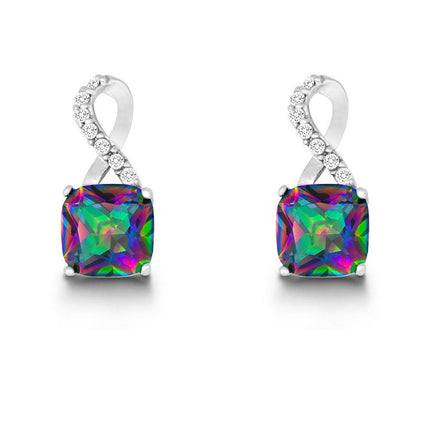 Sterling Silver Multi Half CZ Figure 8 Earrings ,
