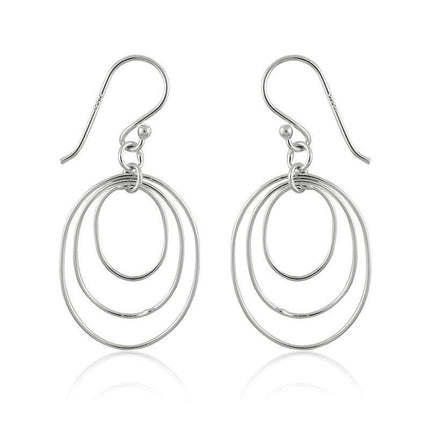 Sterling Silver Multi Open Circle Earrings ,