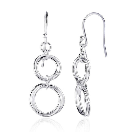 Sterling Silver Multi Open Circles Earrings ,