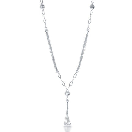 Sterling Silver Multi Strand Bead Tassle Necklace ,