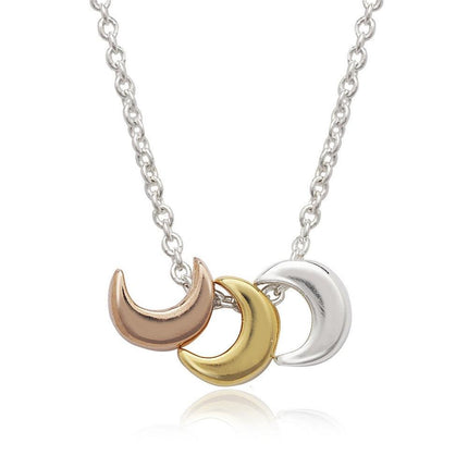 Sterling Silver Multicolor Tiny Crescent Necklace ,