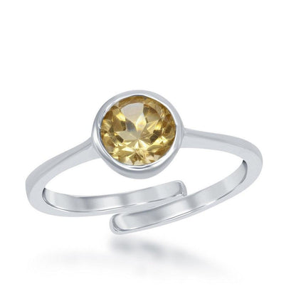 Sterling Silver "November" Citrine Bezel Set Ring ,