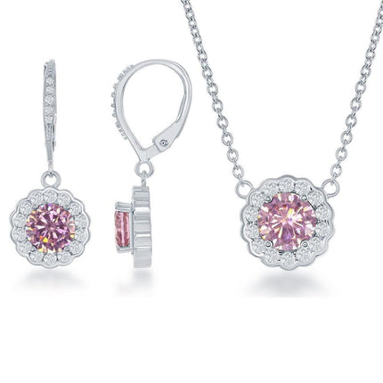 Sterling Silver October Birthstone Necklace and Earrings Set ,