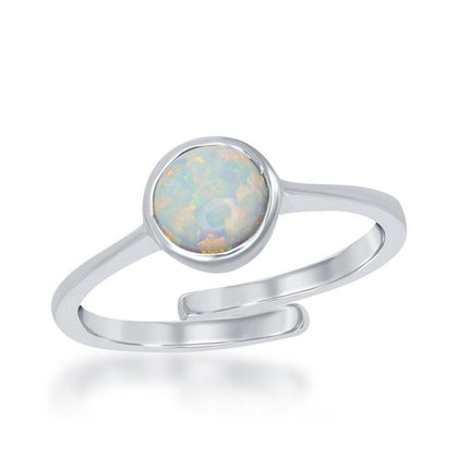 Sterling Silver "October" White Opal Bezel Set Ring ,