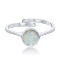 Sterling Silver "October" White Opal Bezel Set Ring ,