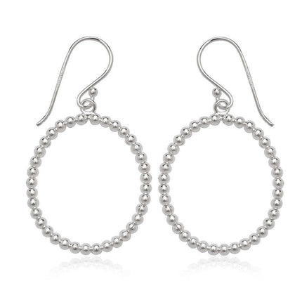 Sterling Silver Open Bead Oval Earrings ,