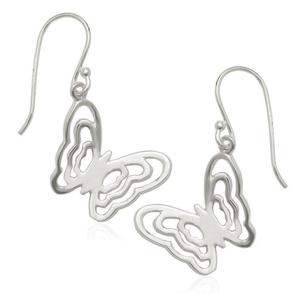 Sterling Silver Open Butterfly Earrings ,