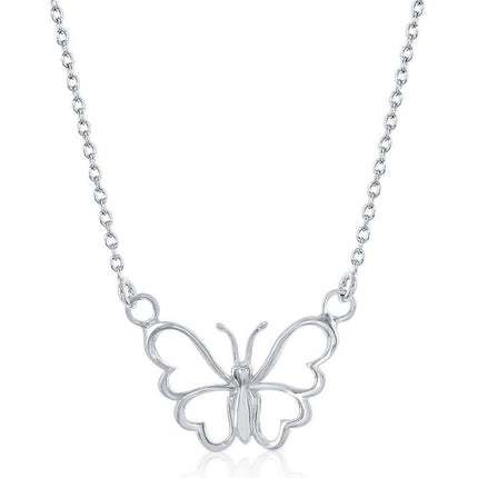 Sterling Silver Open Butterfly Necklace ,