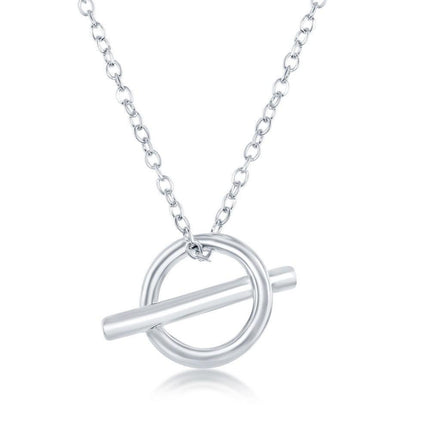 Sterling Silver Open Circle and Bar Necklace ,