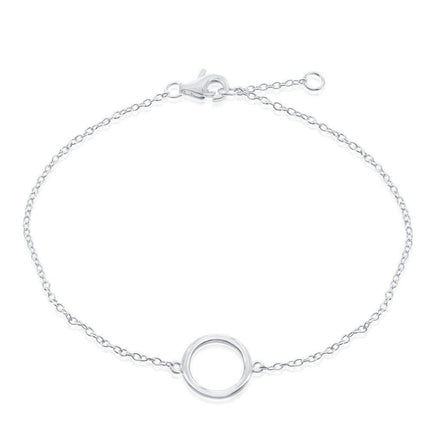 Sterling Silver Open Circle Bracelet, 6.5" ,
