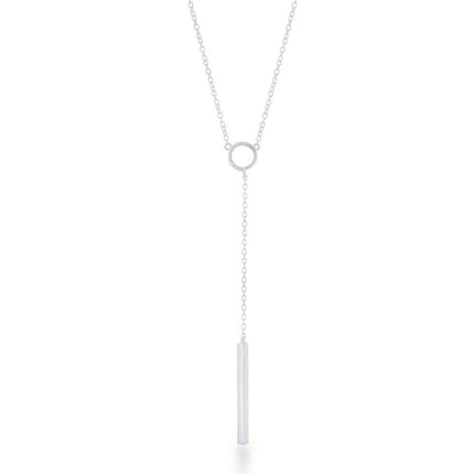 Sterling Silver Open Circle Hanging Bar Necklace ,