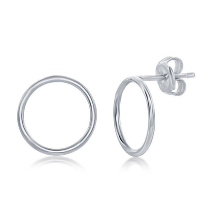 Sterling Silver Open Circle Stud Earrings ,