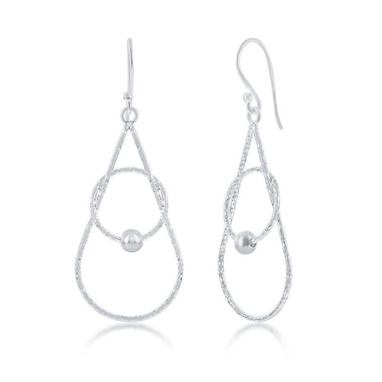 Sterling Silver Open Circle with Bead Earrings ,