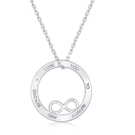 Sterling Silver Open Circle with Infinity Necklace ,